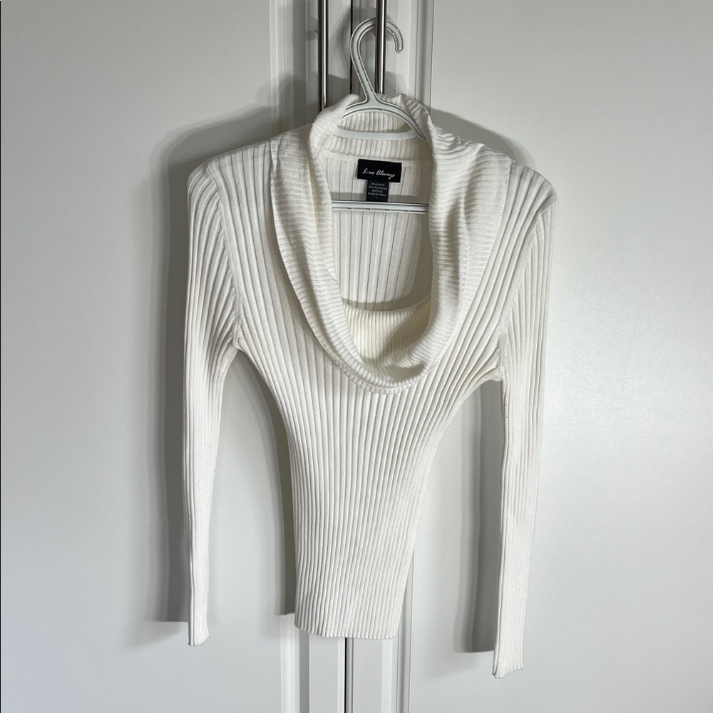 Love Always White Cowl Neck Sweater